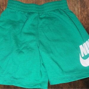 Nike Green Kids Athletic Shorts with White Logo